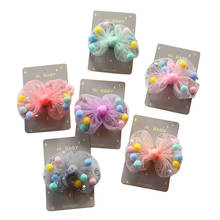 2pcs Cute Princess Chiffon Bowknot hair clip 3.15" hair bow hairgrip pom pom gauze barrette hair accessories for girls kids 2024 - buy cheap