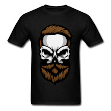 Bearded caveira 2018 verão top funk e camisetas para homens, camiseta preta, tecido de algodão, hipster, desenho animado, roupa de camisa 2024 - compre barato