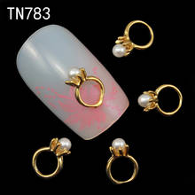10 шт., 3d дизайн ногтей, украшение из горного хрусталя, Жемчужное Золотое кольцо, шпэ, ногти, гель-инструменты для ногтей, поставщик, секс-продукт TN783 2024 - купить недорого