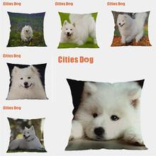 animal dog pillow covers decorative cushion covers for sofa Pillows Animals Samoyed dogs pillowcase cushions cover home decor 2024 - buy cheap