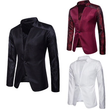Модный мужской повседневный приталенный пиджак на одной пуговице, деловой пиджак, Офисная куртка, верхняя одежда 2024 - купить недорого