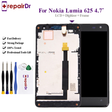 ЖК-дисплей для Nokia Lumia 100%, дигитайзер сенсорного экрана в сборе, с рамкой, черный, для Nokia 625, ЖК-экран N625, 625 тестирование 2024 - купить недорого