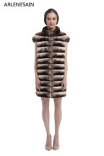 Arlenesain custom 2018 new fahion chinchilla fur beauty women coat 2024 - buy cheap