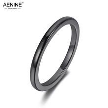 AENINE Trendy Office 2mm Black & White Glossy Ceramics Rings Jewelry Classic Anniversary Rings For Women Girls Anneaux AR19052 2024 - buy cheap