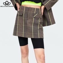 Bella Philosophy Spring Plaid Mini Skirts Vintage High Waist Female Loose A-Line Skirts Office Lady Retro Skirts Bottoms 2019 2024 - buy cheap