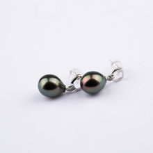 Free Shipping 14k White Gold Oval Drop Green Tahitian Cultured Pearl Drop Earrings 9.4*11.7mm 2024 - buy cheap