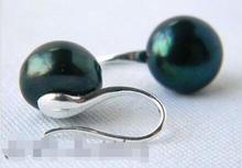 11MM Flat Round Black Freshwater Pearl Dangle Earring >Dongguan girl Store free shipping 2024 - buy cheap