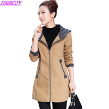 Female Windbreaker Plue size Middle-aged Mother Loose Hooded Outerwear Tops Spring autumn Women Trench Coat IOQRCJV Y34 2024 - buy cheap