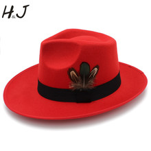Fashion Women Men Felt Fedora HaT With Wide Brim Jazz Panama Hat Gentleman Sombrero Godfather Dad Hat Punk Belt Size 58CM 2024 - buy cheap