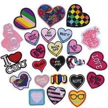 1 pcs colorful heart image embroidered iron on patches cloth accessories popular clothing bag hat shoe decor Patches Appliques 2024 - buy cheap