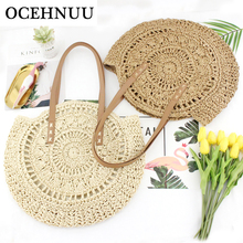 OCEHNUU Casual Vacation Women Beach Bags Tote Handbags Big Weave Round Straw Bags For Women 2020 Summer Shoulder Bag Hollow Out 2024 - buy cheap