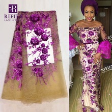 Beautiful !! Flower Sequined Design Nigeria Mesh Net Lace Embroidery Fabric African Tulle Sequins Lace Fabirc Wedding Dress Lace 2024 - buy cheap