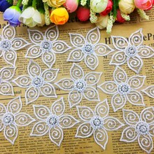 GXINUG 30X White 3D Chiffon Diamond Fabric Flower Lace Trim Embroidered Ribbon Wedding Dress Decoration DIY Sewing Craft 2024 - buy cheap