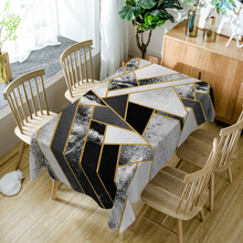 Modern Simplicity Tablecloth Black White Geometric Stitching Pattern Dustproof Table Cloth Washable Cotton Dining Table Cover 2024 - buy cheap