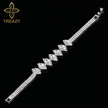 TREAZY Luxury Crystal Bracelet for Women Silver Color Rhinestone Leaves Bracelets & Bangles Bridal Wedding Party Jewelry 2024 - buy cheap