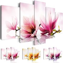 Vintage Poster HD Wall Modular Art Prints Beautiful Magnolia Flowers Picture 5 Pieces Canvas Painting Quotes Home For Gift Decor 2024 - buy cheap