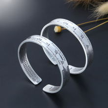 Brazaletes vintage para mujeres de moda 999 de plata pura brazaletes plata joyería de las mujeres proceso de estampado femme brazaletes y pulseras 2024 - compra barato