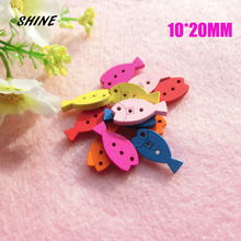SHINE Wooden Sewing Buttons Scrapbooking Fish Colorful Mixed Two Holes 20 x 10mm 20 PCs Costura Botones Decorate bottoni botoes 2024 - buy cheap