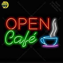 Placa de luz neon para café aberto, lâmpada neon para decoração de alimentos, bar, clube, hotel, artesanato, tubo de vidro 2024 - compre barato