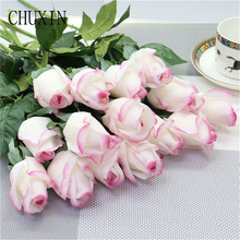 15pcs/lot Artificial Flower Real Touch Moisturizing Rose Home Decoration Fake Flower Wedding Bride Bouquet Valentine's Day Gift 2024 - buy cheap