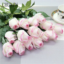 15pcs/lot Artificial flower real touch Moisturizing Rose home decoration fake flower wedding bride bouquet Valentine's Day gift 2024 - купить недорого