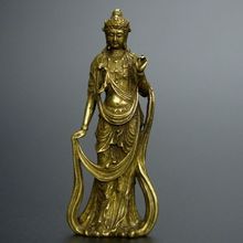 (Мини) изящная китайская латунная резные Гуаньинь Bodhisattva благоприятная статуя 2024 - купить недорого