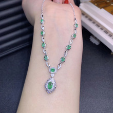 Natural green Emerald gem Necklace Natural gemstone Pendant Necklace 925 sliver water drop Twist  women girl gift fine Jewelry 2024 - buy cheap