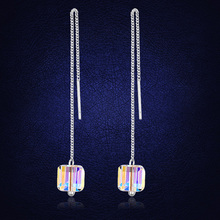 Trending Styles Genuine Cube Crystals From Swarovski Long Earrings Fashion Jewelry Pendientes 2018 Earings Women Accessories 2024 - buy cheap