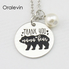 THANK YOU MAMA BEAR Inspirational Hand Stamped Engraved Custom Pendant Necklace Gift For Mother Jewelry,10Pcs/Lot, #LN2355 2024 - buy cheap