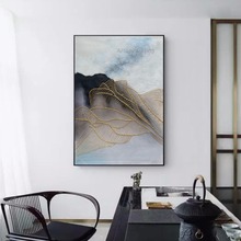 Gold Grey thready Abstract Acrylic Oil Painting on Canvas Hand Painted Wall Art Pictures for Living Room Home Caudros Decoracion 2024 - buy cheap
