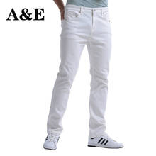 Alice & Elmer Men's Fashion Slim Fit Straight Jeans Summer Casual Pants Denim Trousers Male Brand Designer 98% Pure Cotton 2024 - buy cheap