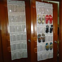 Organizador de sapatos atrás da porta com 24 bolsos, rack de armazenamento de sapatos para pendurar, economiza espaço com 3 ganchos 2024 - compre barato