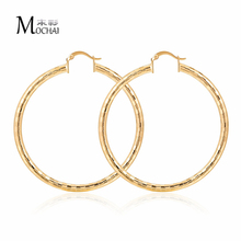 Fashion Golden Color Round Jewelry Earring Gifts Simple Big Circle Hoop Earrings Valentines Gift 60MM ZK30 2024 - buy cheap