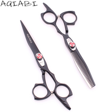 Hair Scissors 5.5" AQIABI 40C Black Cutting Shears Thinning Shears Professional Hairdressing Scissors Salon Haircut Capes A9017 2024 - buy cheap