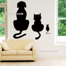 Pegatinas de vinilo para pared de perros, gatos y un ratón, Mural de animales RS8385 2024 - compra barato