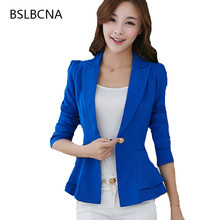 Spring Women Slim Blazer Feminino 2021 Plus Size Casual Jacket Long Sleeve One Button Female Solid Color Suit Coat Work Wear A16 2024 - buy cheap
