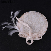 JaneVini Plaquinha Noiva Feathers Wedding Fascinator Accessories Bridal Hat Lace Pearls Decoration Hair Bride Hats Women Banquet 2024 - buy cheap