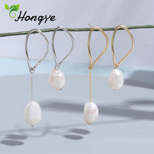 Hongye Fashion Jewelry Asymmetrical Female Diamond Drop Earrings Silver/Gold Color Statement 925 Silver Jewelry Freshwater Pearl 2024 - buy cheap