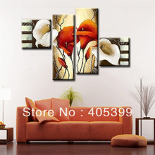 Free shipping 4PCS The Calla Lily ,Handmade  Modern Abstract  Flower Oil Painting on Canvas .Art Painting JYJLV224 2024 - buy cheap