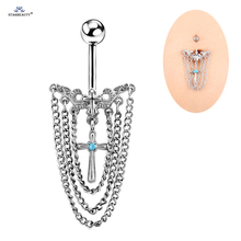 Starose Blue Bijoux Dual Cross Navel Piercing Ombligo Tassel Earring Belly Piercing Nombril Belly Ring Pircing Jewelry Gifts 2024 - buy cheap