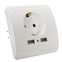 2 порта USB безопасности стены AC Розетка зарядное устройство станция розетка разъем ЕС для дома 2024 - купить недорого