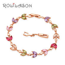 ROLILASON chic projeto Da Flor Cor Cristal Zircon Moda Jóias de Ouro Pulseiras para as mulheres de Saúde TB512 2024 - compre barato