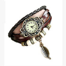 Fashion Long Leather Strap Punk Style Women Bracelet Watch Leaf Pendant Retro Casual Quartz Analog Wrist Watch Relogio Feminino 2024 - buy cheap