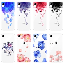 Capa tpu de silicone para iphone, capa traseira macia, rosa, flor, vermelho, azul, floral, para iphone 6 s, 6 s, 7, 8, x, xr, xs max, 8, 7, 6 s, 6 s plus 2024 - compre barato