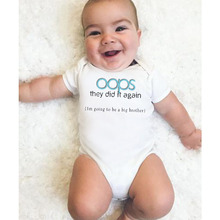 DERMSPE 2019 New Casual Newborn Baby Boys Girls Short Sleeve Letter Print Oop They Did It Again Cotton Romper Baby Clothes 2024 - buy cheap