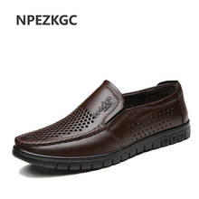 NPEZKGC Spring Summer Men Shoes Men's Leather Loafers Non-slip Casual Middle-aged Wear-resistant Soft Bottom Business Shoes Man 2024 - buy cheap