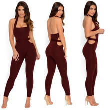 Fashion Bandage Sporting Jumpsuit Sexy Sleeveless Solid Bodysuit Backless Casual Fitness Women Long Jumpsuit 2024 - buy cheap