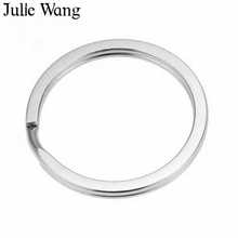 Julie Wang 10PCS 25/28/30/32mm Stainless Steel Round Key Ring Keychain Split Ring Keychains Key Chains Jewelry Making Accessory 2024 - buy cheap