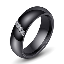 Unique Rings Women 6mm Ceramic Ring for Women India Stone Crystal Comfort Wedding Rings Engagement Jewelry Black White 2024 - купить недорого