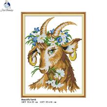 Joy Sunday Beautiful lamb DA198 Cross Stitch kit aida 14ct 11ct Print Canvas Stitches Embroidery Handmade Needlework Home Decor 2024 - buy cheap